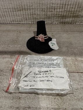 NWOT Bomb Party Rose Quartz CZ Ring - Size 8